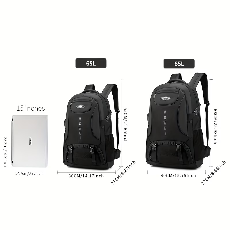 Two Models Available: 17.17gal and 22.45gal Men's Travel Backpacks, Large-capacity Carry-on Luggage Bags Compliant with Airline Regulations, Durable and Wear-resistant Oxford Fabric Backpacks
