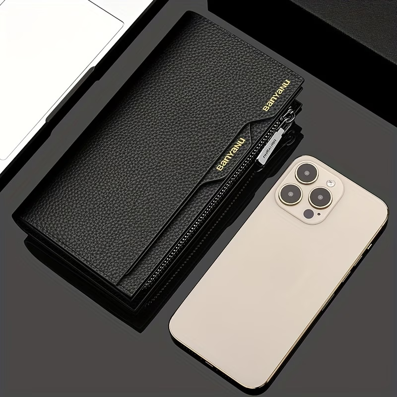 Men's Genuine Leather Long Wallet, New Style Large Capacity Multi-Card Slot Cowhide Clutch with Driver's License Holder, N2033