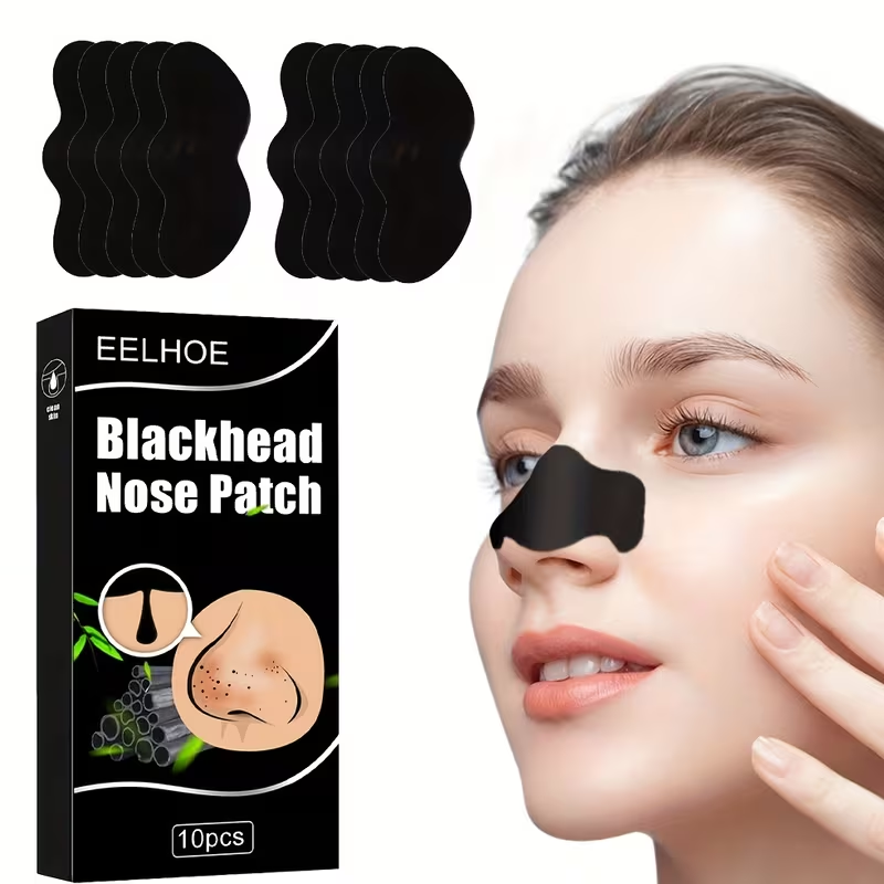 Blackhead and Pimple Nose Strips with Bamboo Charcoal, Deep Cleansing Nose Mask, 10 Sheets