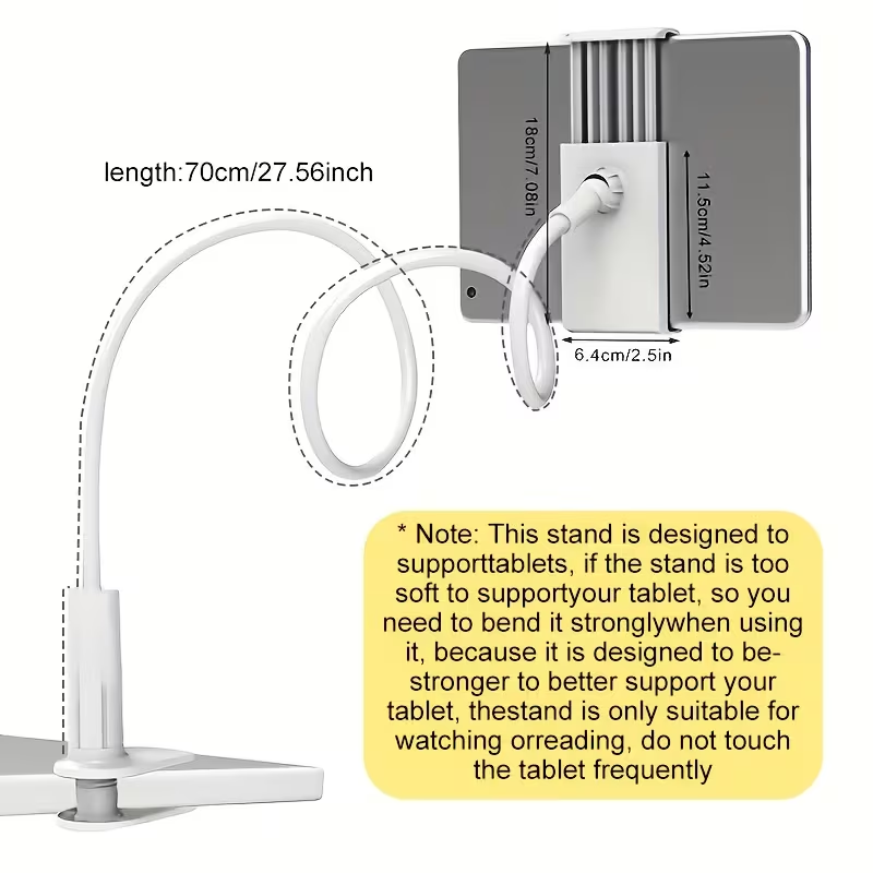 Make Sure to Verify The Necessary Dimensions Prior to Buying And Order with Caution. This Is a 360° Rotating Holder for Tablets And Phones, Featuring a Spiral Base, Designed for Convenience at Your Bedside