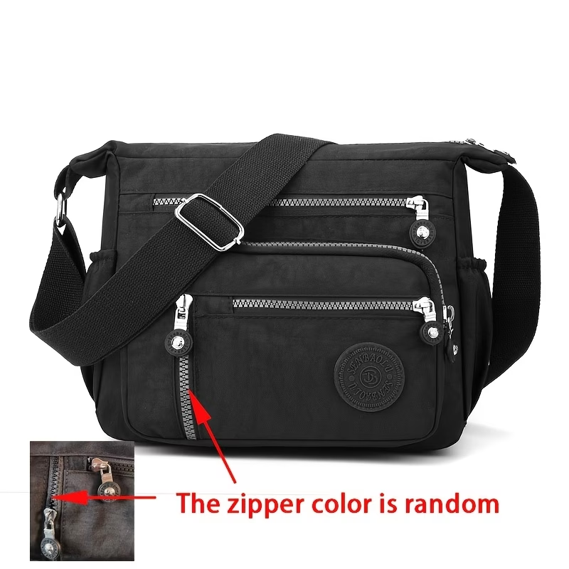 Women's Large Capacity High Quality Nylon Crossbody Bag with Adjustable Strap & Multi-Pocket - Casual Travel Handbag Suitable for Travel,, - Zipper Closure, (Available in Multiple Colors)