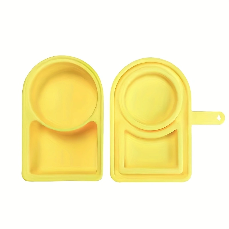 Food-grade silicone dip container with portable lid, reusable double compartment seasoning box, silicone snack box