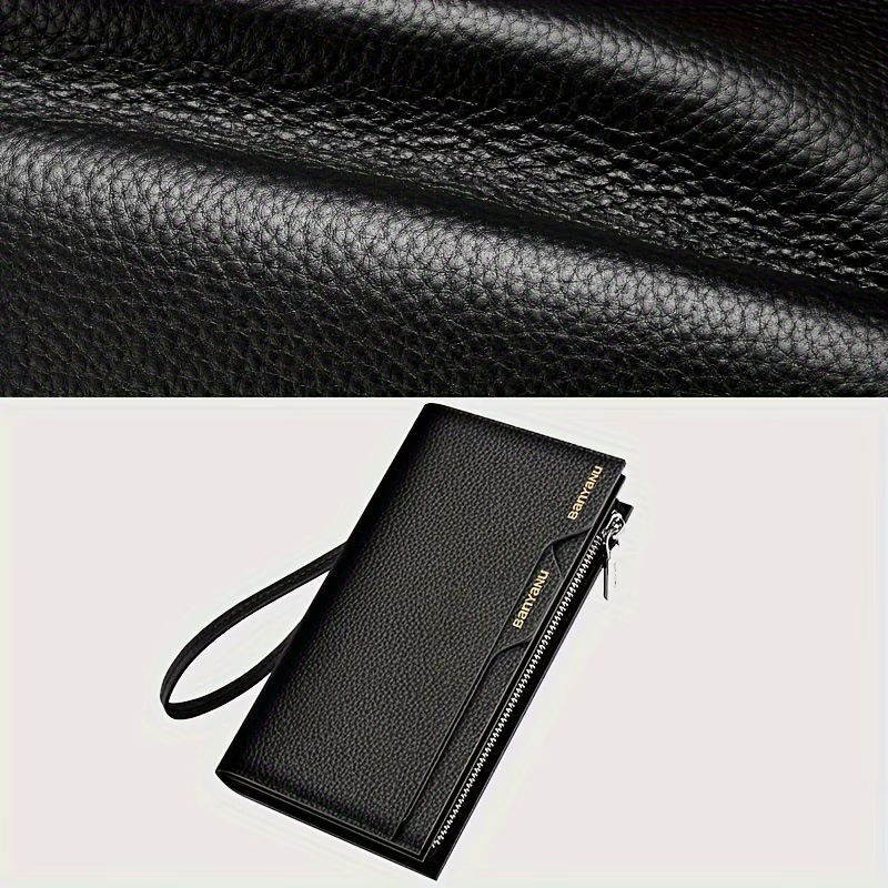 Men's Genuine Leather Long Wallet, New Style Large Capacity Multi-Card Slot Cowhide Clutch with Driver's License Holder, N2033