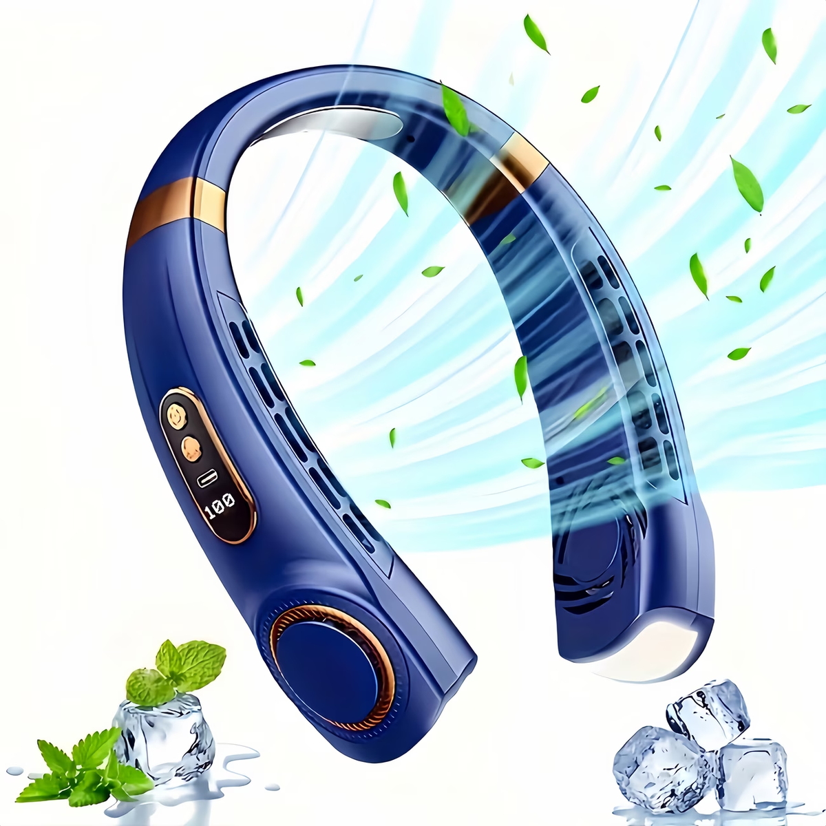 1pc Portable Wearable Neck Fan - Personal Fans for Outdoor And Indoor Use, Hands-Free, Leafless, Rechargeable, Headphone Design, USB Charging Device with Long-Lasting Battery Life And Adjustable Speed