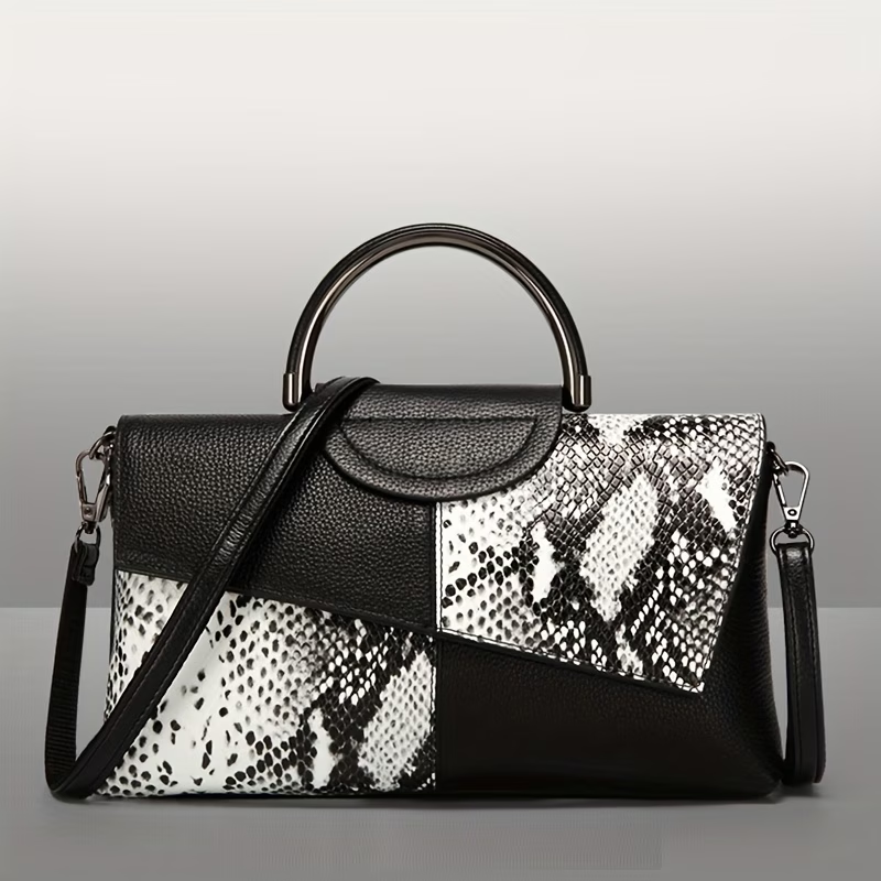 PU Synthetic Faux Leather Women'S Shoulder Crossbody Bag Fashion Alligator Pattern Flap Handbag