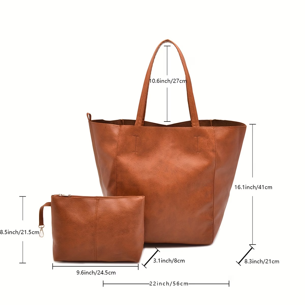 Retro 2 Set Bag Shoulder Bags High Capacity Tote Bags Metal Button Handbags Solid Color Beach Bag for Ladies