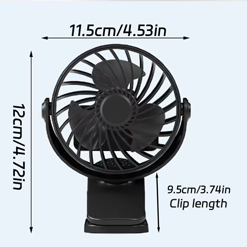 A Fan That Can Be Adjusted 720 Degrees, a USB Clip-On Fan, Compact And Portable, Ideal for Outdoor Activities And Use in