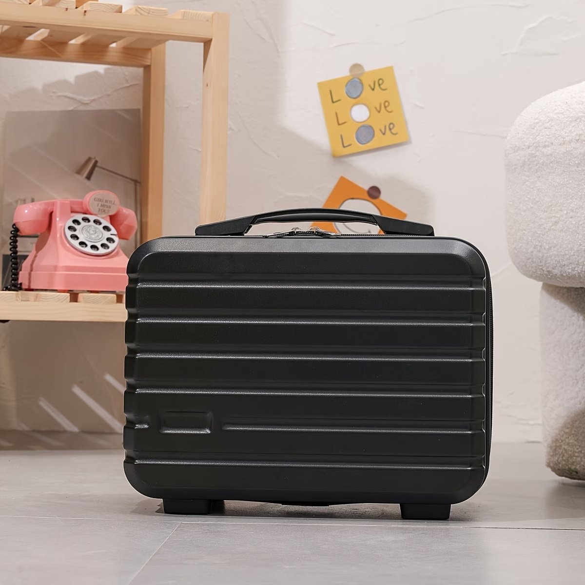 Chic 14-Inch Mini Suitcase Cosmetic Bag - Lightweight, with Zip Closure & Fixed Shoulder Strap - Perfect for Travel, Students, and Gifts