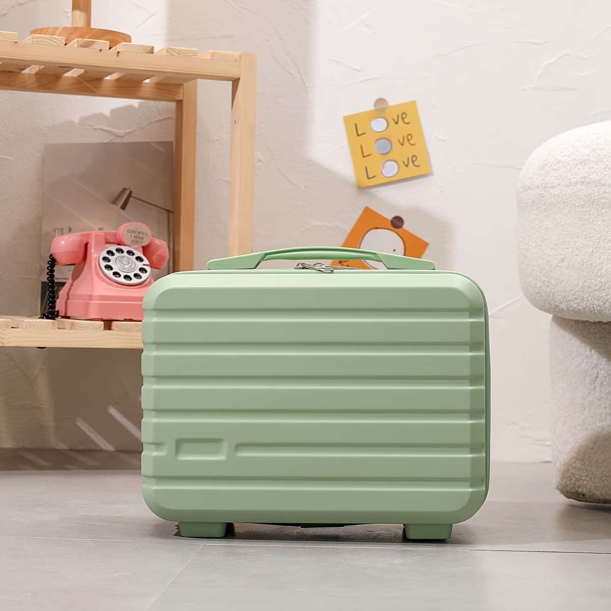 Chic 14-Inch Mini Suitcase Cosmetic Bag - Lightweight, with Zip Closure & Fixed Shoulder Strap - Perfect for Travel, Students, and Gifts