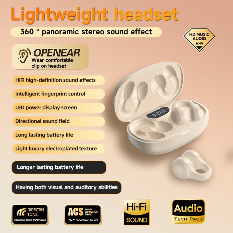 Wireless Music Headset, Touch Earphones Clip-Ear Sports Headphones, for Xiaomi Earphone for iPhone Smart Earbud, for Valentine's Day Gift