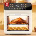[Smart Air Fryer Oven] 12-in-1 Large 12-quart Air Fryer Oven | 12 One-Touch Preset Functions, Smart Cook Program, Two Baking Pan Accessories, Viewing Window, Interior Light, Adjustable Time & Temp, Oil-Free Family Cooker, Kitchen Appliances