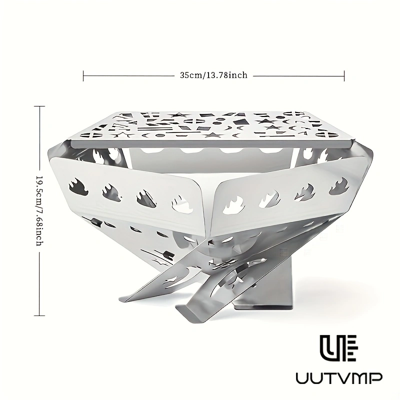 Stainless steel wood-burning stove, outdoor campfire stove, perfect for camping and heating. Home, patio, and outdoor camping barbecue stove, thickened and high-temperature resistant, portable barbecue and heating stove, quick assembly and folding.