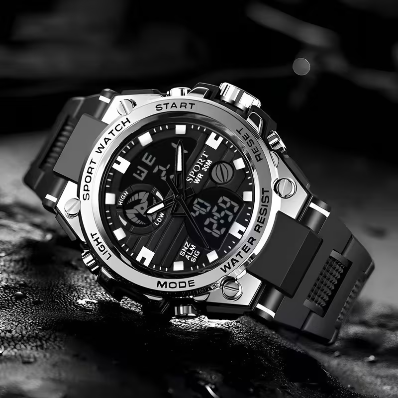 Youth Watch for Men, High-End Sports Trendy Multifunctional Luminous Alarm Clock Electronic Watch, Black Technology, Unisex Wristwatch