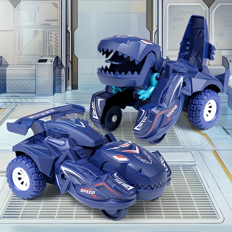 Transforming Dinosaur Car Toys, 2-In-1 Automatic Dinosaur Transform Car Toy, Dinosaur Transformer Toy for Kids Christmas, Halloween, Thanksgiving Gifts