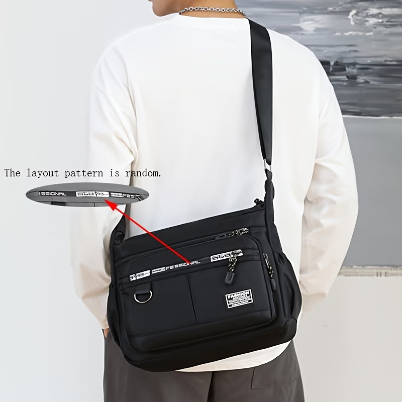Large Capacity Men's and Women's Bag Shoulder Bag High Quality Wear- Backpack Multi-pocket Business Bag Business Casual Men's and Women's Messenger Bag [Zipper Direction Random, Random Letters]