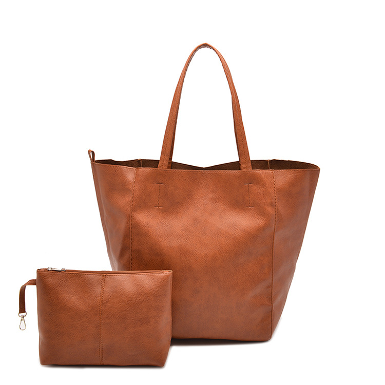 Retro 2 Set Bag Shoulder Bags High Capacity Tote Bags Metal Button Handbags Solid Color Beach Bag for Ladies