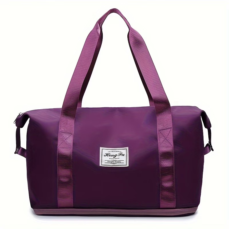 Large Capacity Women'S Duffle Bag - Pink Nylon Gym And Travel Tote, Lightweight Luggage Handbag, Versatile Sports Bag, Casual Style, Hand Washable