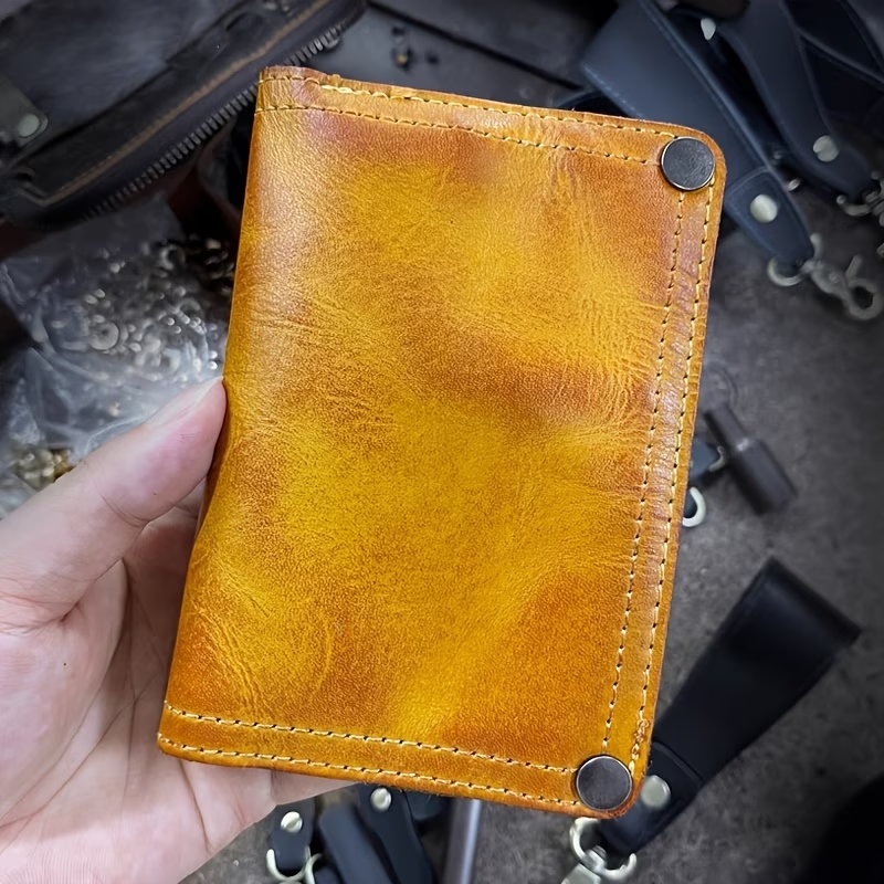 Retro Vegetable Tanned Leather Handmade Wallet Men'S Genuine Leather Zipper Bag Multi-Card Slot First Layer Cowhide Handmade Old Large Capacity