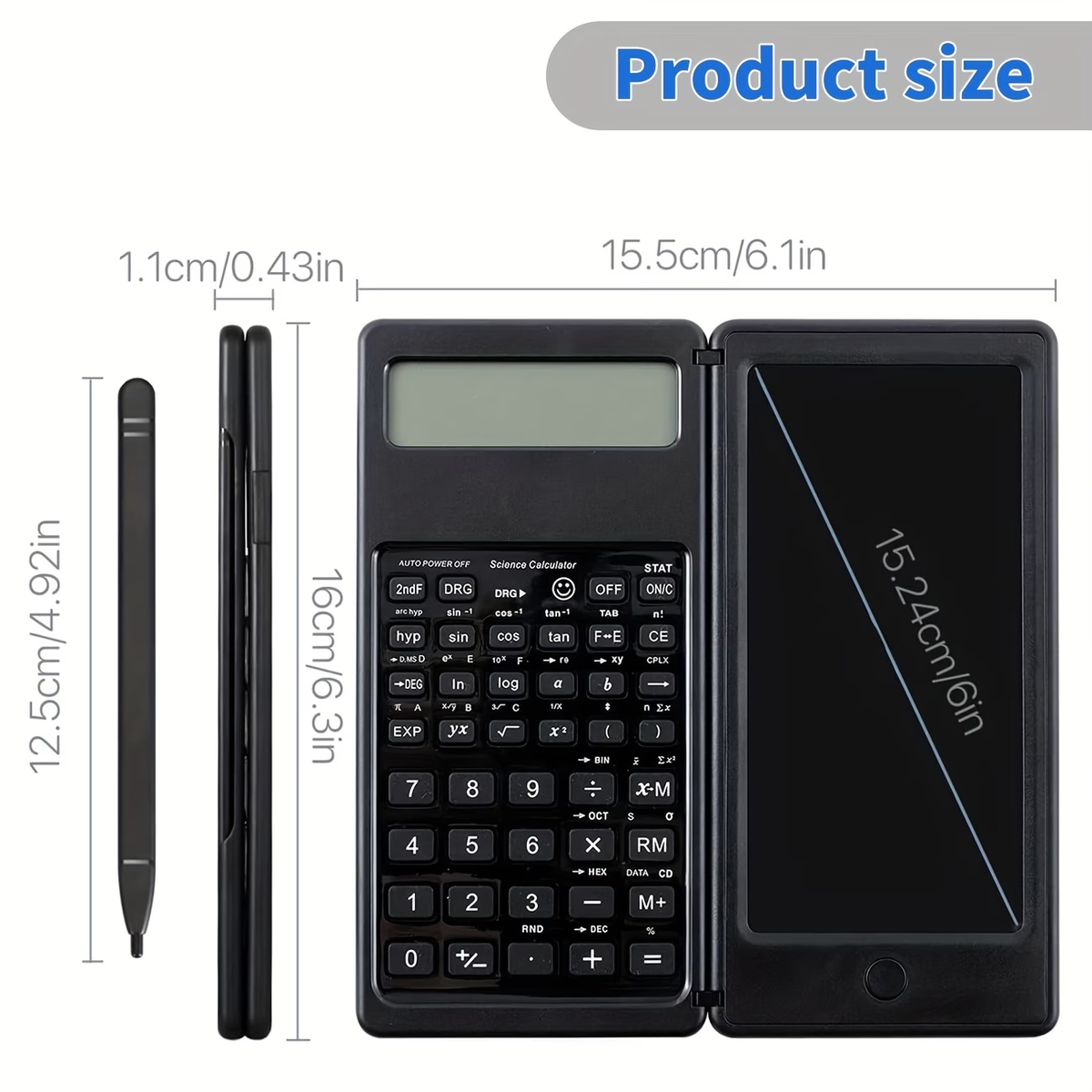 Scientific Calculators10-Digit LCD Display Foldable Calculator With Handwriting Board, Dual Battery Powered ForTeacher, Engineer