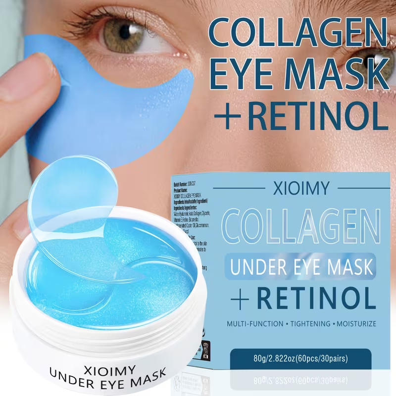 60pcs Collagen and Retinol Eye Mask, Powerful Moisturizing, Deep Moisturizing, Making Eye Skin More Delicate and Firm, Giving Eye Skin Luster, Making Skin More Elastic, Bidding Farewell to Dryness and Dullness, Eye Care, Eye Mask, Eye Patch