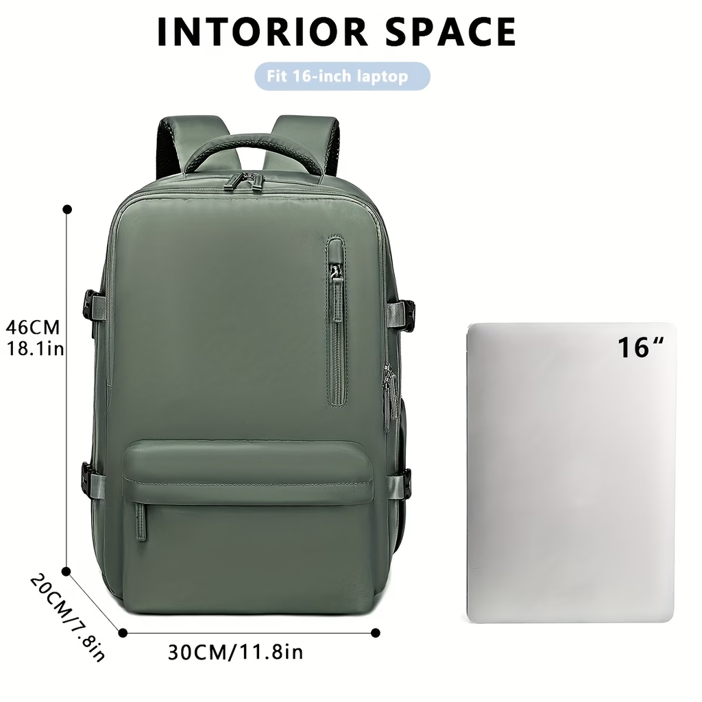 Airline-Approved Large Capacity Travel Backpack with 16" Laptop Compartment, Shoe Pocket & Multi-Pocket Organizer - Durable 180° Open Top, USB Charging, 360° Spinner Wheels for Business, Gym, School, Travel Backpack