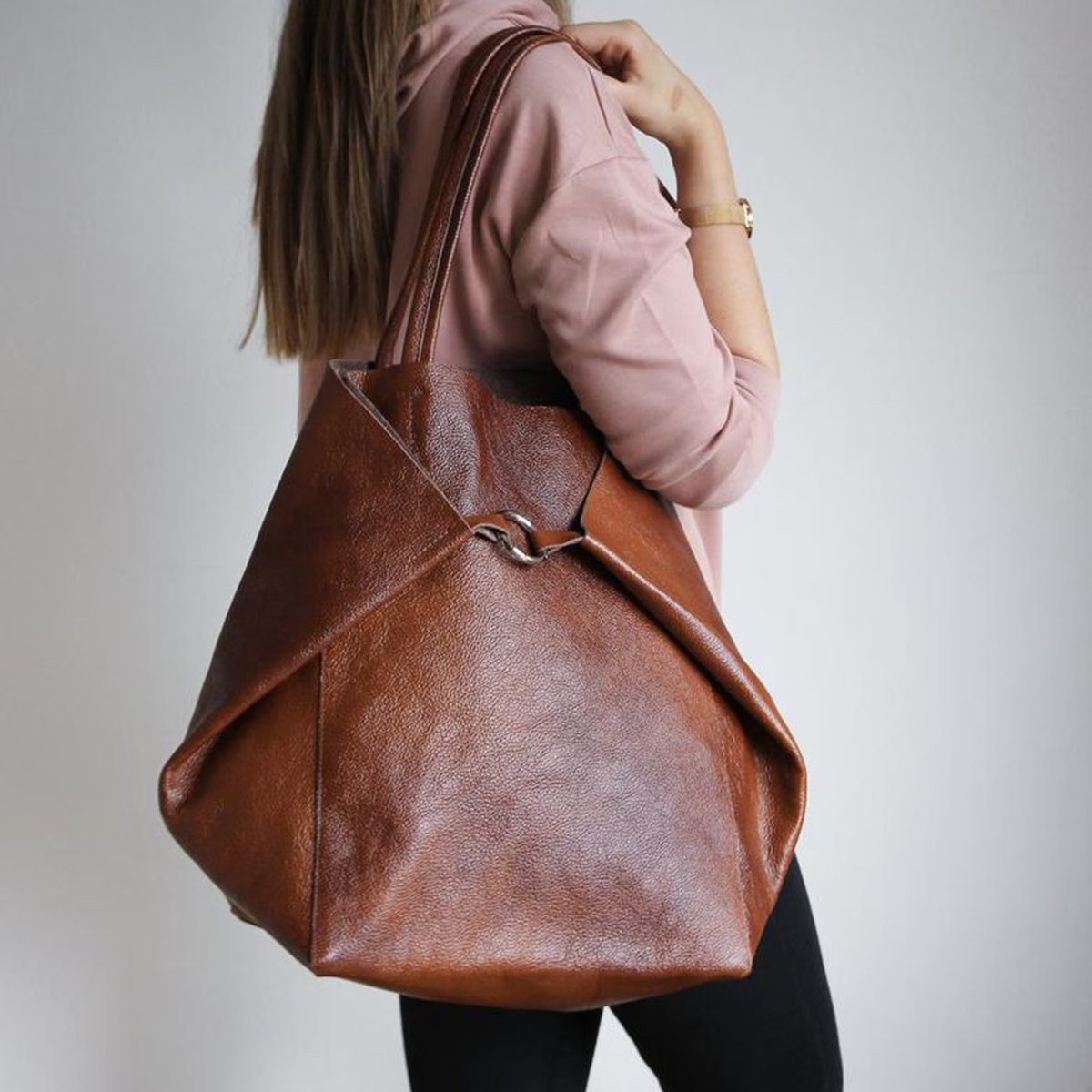Retro 2 Set Bag Shoulder Bags High Capacity Tote Bags Metal Button Handbags Solid Color Beach Bag for Ladies