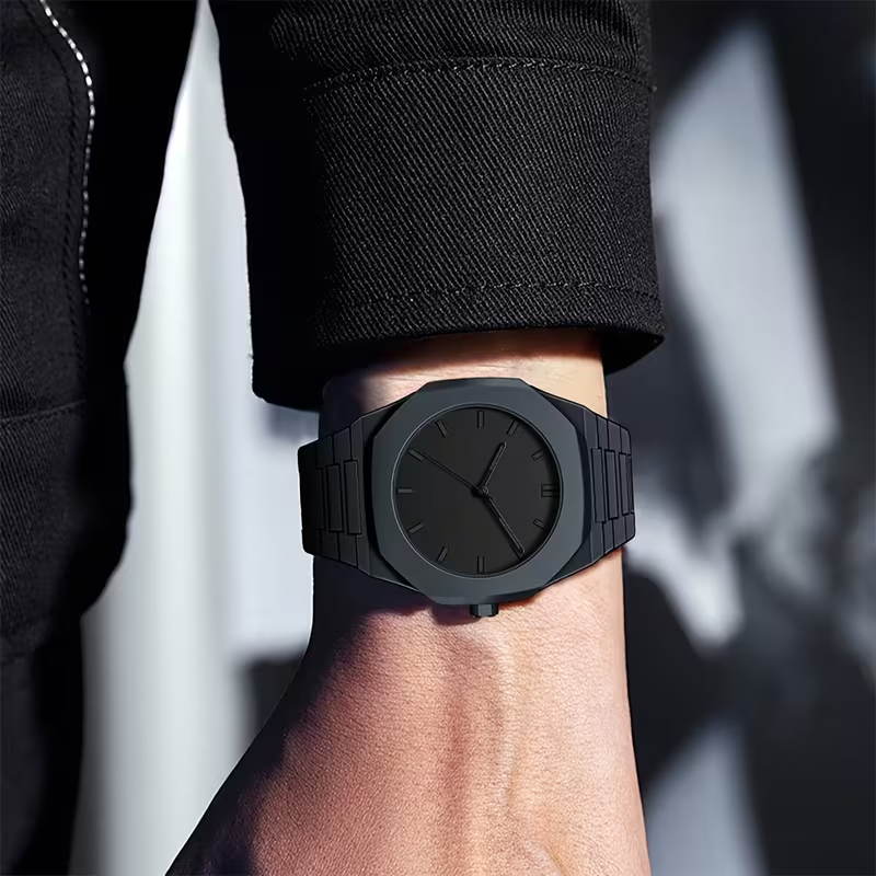 1pc Men's Women's Watch - Minimalist Modern Black Quartz Watch with Adjustable Strap, Everyday Casual & Formal Wear, Perfect Gift for Birthdays, Graduation, Couples - Affordable Luxury Watch for Him/Her, Back to, Creative Design