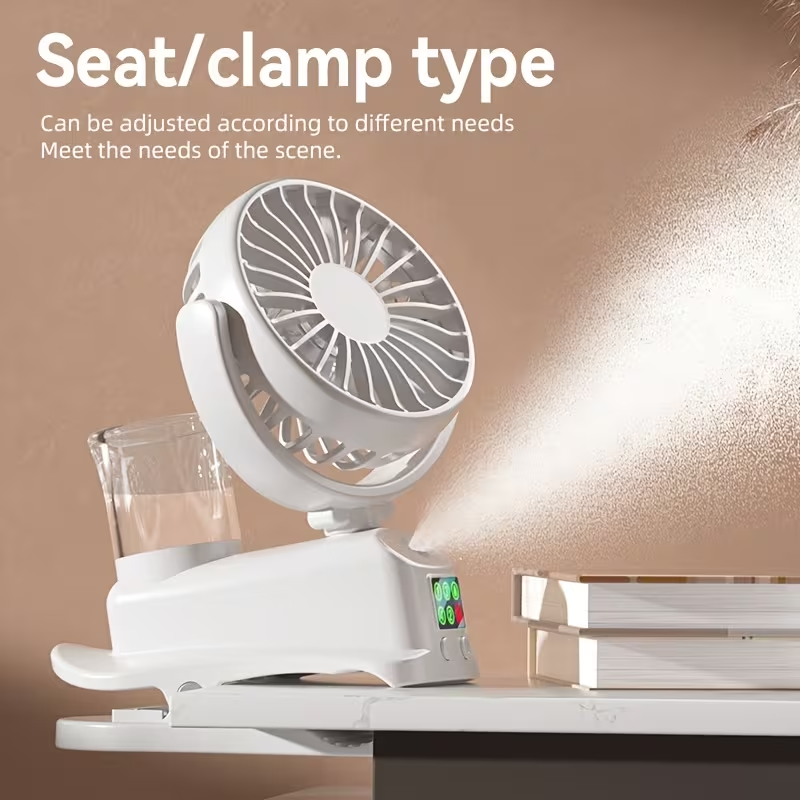 This Is a 2-In-1 Fan And Humidifier, Featuring a Portable Desktop Fan with 4 Adjustable Speeds And 2 Humidity Levels. It Operates Silently at 360 Degrees
