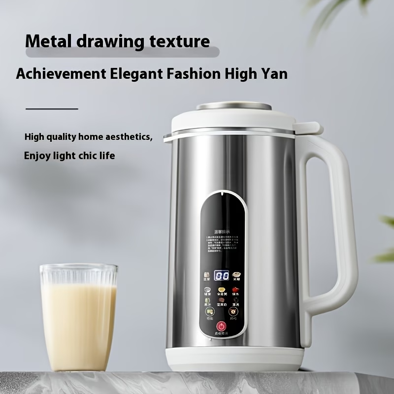 40.58Oz Stainless Steel Soy Milk Maker, Versatile Machine for Nut Milk, Soups, And Juices, Featuring Automatic Cleaning, 24-Hour Timer, Smart Touch Control, 1200Ml Capacity, 22000 RPM Motor Speed, 800W Power, 110V Soy Milk Maker