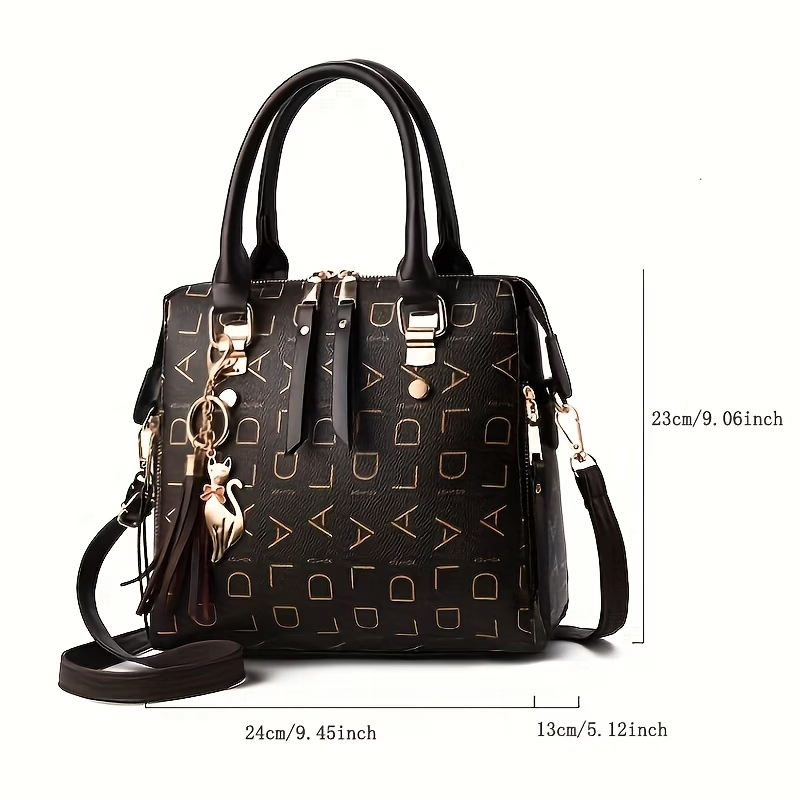 1pc Ladies Fashion Crossbody Bag, Zipper Closure Shoulder Handbag, Polyester Lining, Colorful Monogram Print On The Edge, Casual Ladies Purse, Wallet Crossbody Bag
