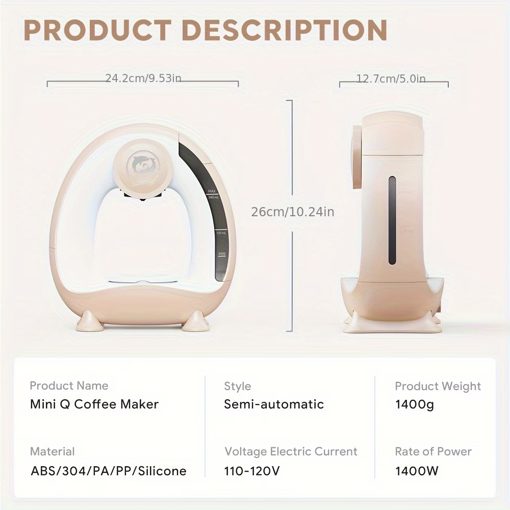 4-8oz Single Serve Coffee Maker 2in 1 Americano Mini Coffee Machine Compatible with Coffee Ground & K Cup, Automatic Drip Coffee Maker/Tea Maker for Home Travel, Fast Brewing & Quiet