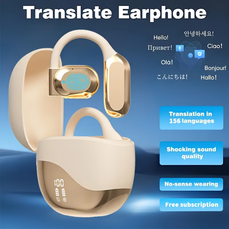 Real-Time Languages Smart AI Translation Earbuds - Translate In Real-Time, Providing Precise Simultaneous Interpretation to Eliminate Language Obstacles for Seamless Business Trips, Social Interactions, Education, Work, And Conferences