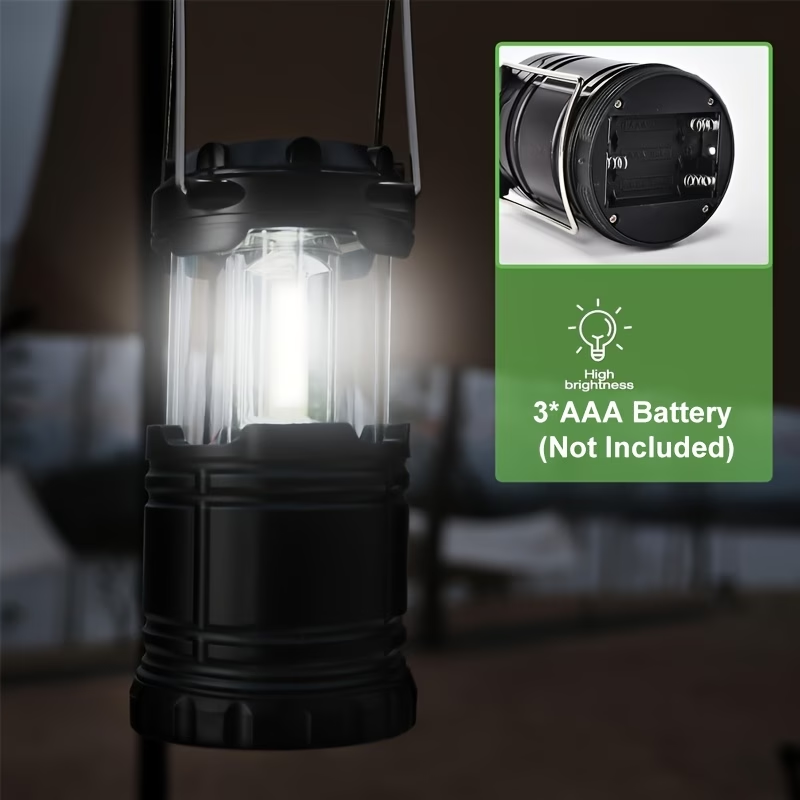 4pcs Super Bright Led Camping Lanterns | Portable, Collapsible Emergency Flashlights, Abs Material With Matte Metal End, Ideal For Camping, Outdoor Activities, And Home Use, Non-Water Resistant, Button Switch, Without Battery