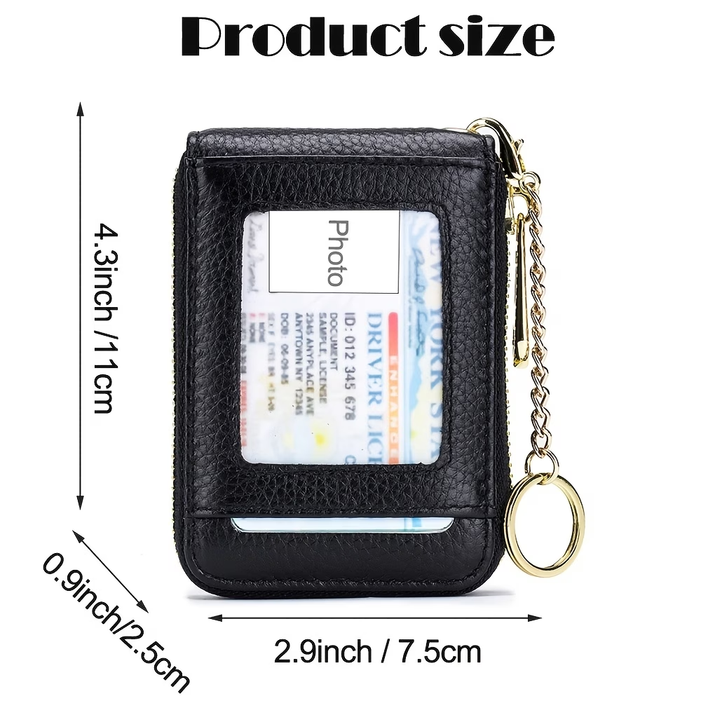 RFID Credit Card Holder, Casual Multi-compartment Wallet, Simple Zip Around Card Case