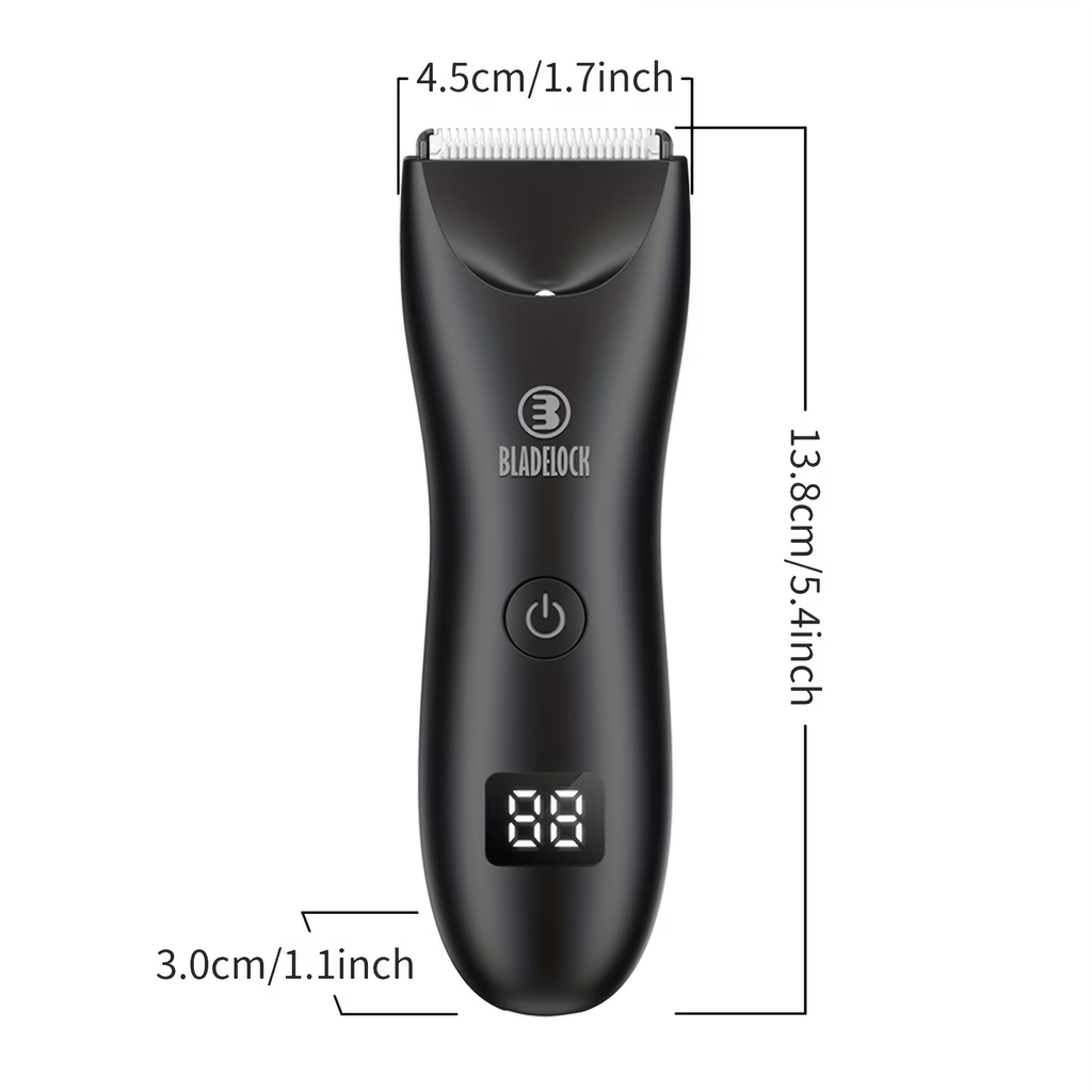 Ball Trimmer for Men - IPX7 Waterproof Body Hair Trimmer, Ceramic Blade, LCD Battery Display, Replaceable Blade Head, Electric Groin & Pubic Shaver