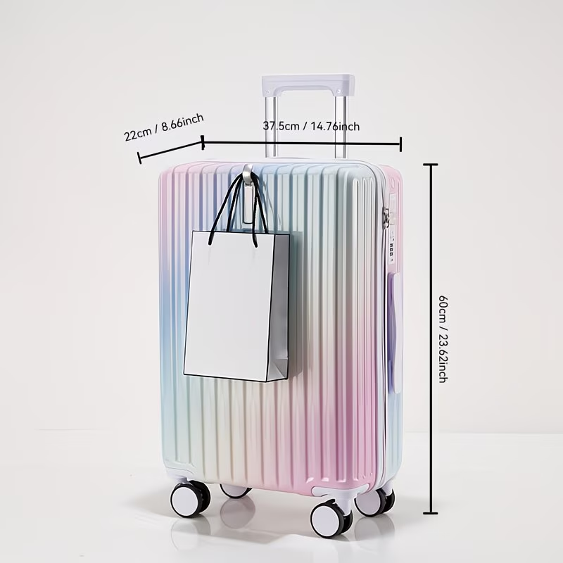 Christmas Gifts: Multi-functional Gradient Color Suitcase with High Quality Zipper, Cup Holder, USB Charging Port, Portable Hook, Telescopic Handle, Phone Holder. New 20-Inch Ultra-Light, Stylish, and Fresh-Looking Combination Lock Travel Suitcase