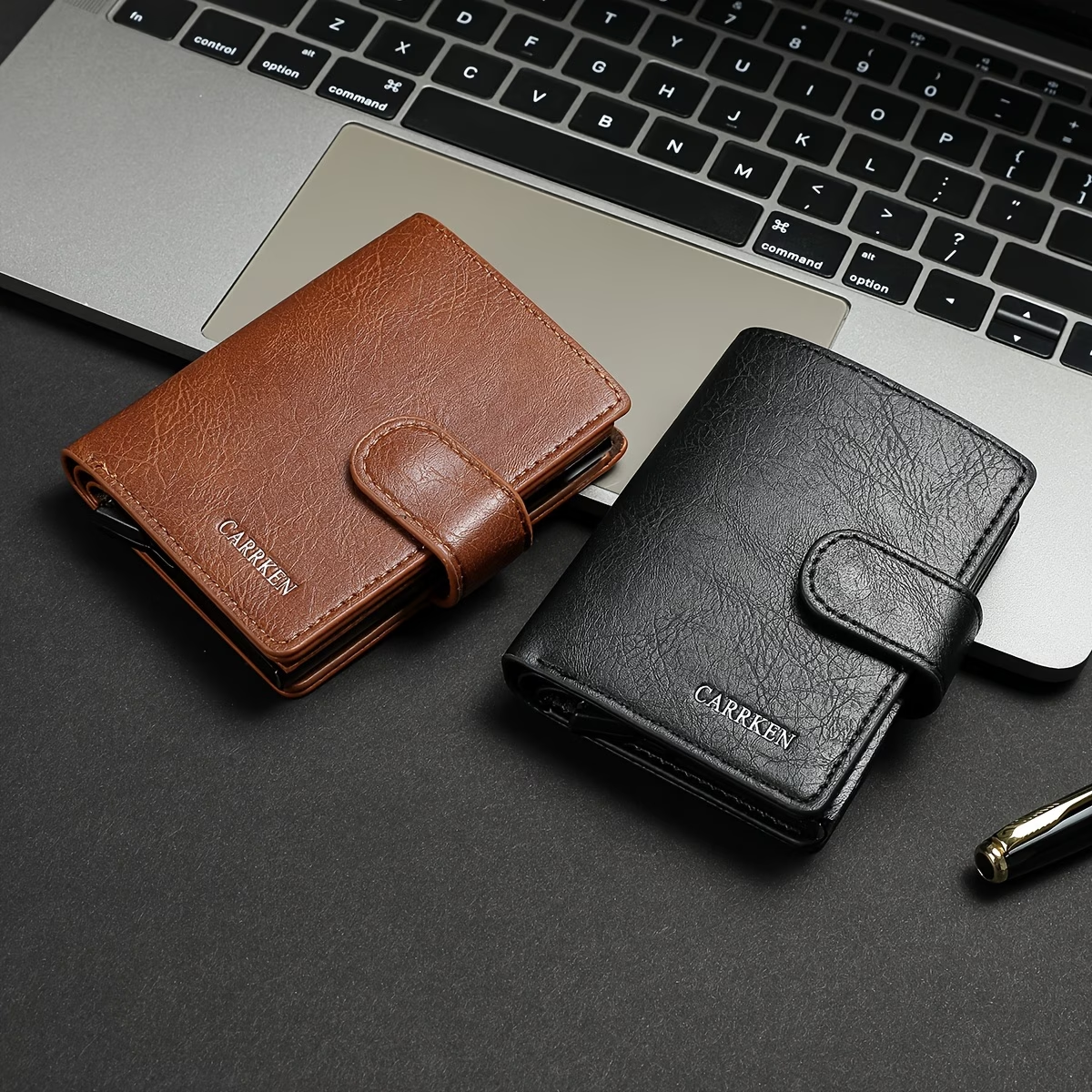 1pc Men's Business Fashion Buckle Spring Card Holder, Multi-functional Large Capacity Wallet, Ideal Gift for Men