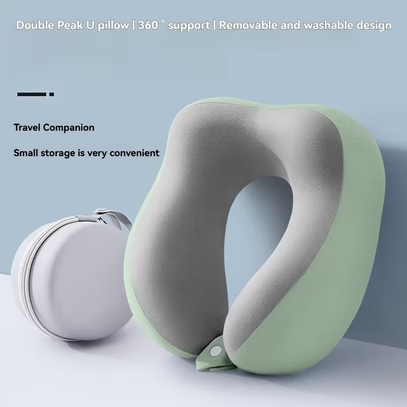 Ergonomic U-Shaped Neck Pillow with Storage Bag - Memory Foam Travel & Office, Removable & Machine-Washable Cover, Lightweight Portable Cervical Pillow for Airplane, Car, Bed - Compression-Fit Design for S (No Power Required) Sinterklaas