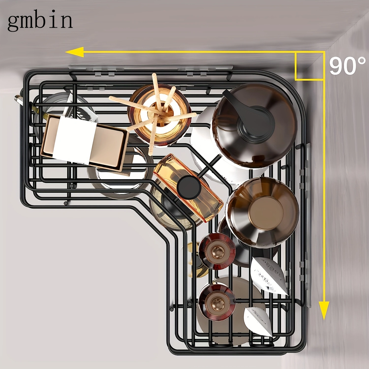 No-drill metal bathroom corner shelf set (3 pieces), wall-mounted bathroom triangular shelf, toilet and bathroom toiletries storage rack, multi-purpose kitchen spice rack.