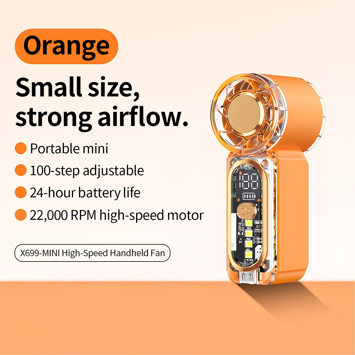 Ultra-Quiet Mini Fan, Low Noise Operation, Ultra-Long Life, Mini Size, Pocket-Sized, Portable, Suitable for Dormitories, Classrooms, Libraries, Mini Compressible Fan, Lightweight Design, 22000 RPM High-Speed Airflow