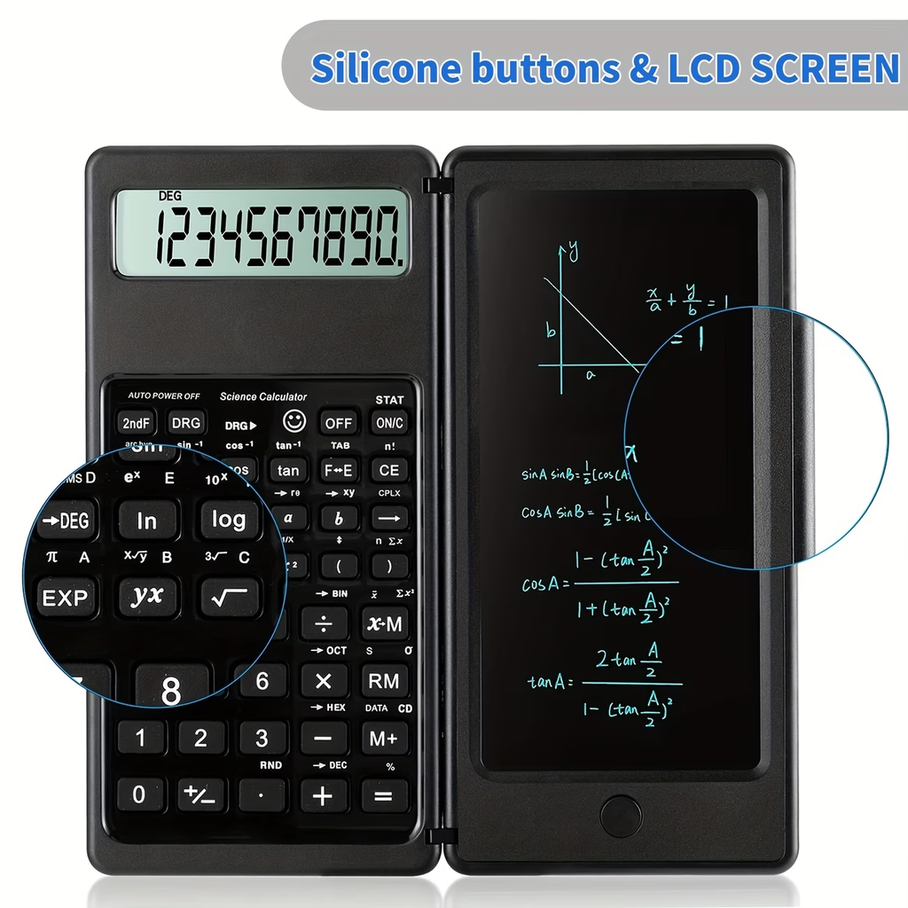 Scientific Calculators10-Digit LCD Display Foldable Calculator With Handwriting Board, Dual Battery Powered ForTeacher, Engineer