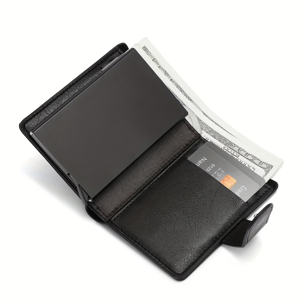1pc Men's Business Fashion Buckle Spring Card Holder, Multi-functional Large Capacity Wallet, Ideal Gift for Men