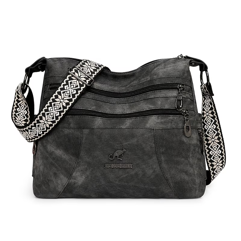 Vintage Style Shoulder Bag for Women, Solid Color, Casual Occasion Handbag with Zipper Closure
