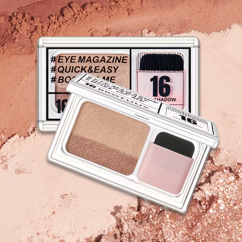 Shimmery Dual-Tone Eyeshadow Palette - 5-8 Versatile Shades, Easy Blend, Long-Lasting, Waterproof with Brush