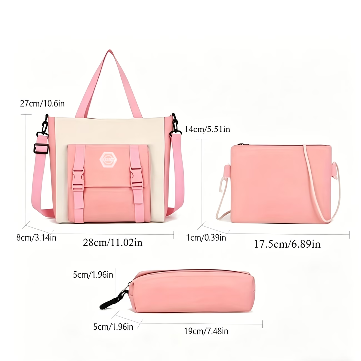 4pcs/Set Easy Leisure Backpack Large Capacity Schoolbag Travel Bag Canvas Shoulder Bag, for Teenager, For Teenager