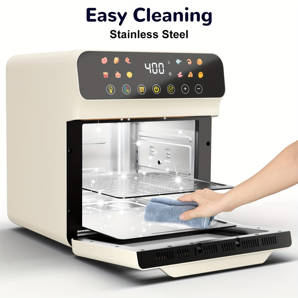 [Smart Air Fryer Oven] 12-in-1 Large 12-quart Air Fryer Oven | 12 One-Touch Preset Functions, Smart Cook Program, Two Baking Pan Accessories, Viewing Window, Interior Light, Adjustable Time & Temp, Oil-Free Family Cooker, Kitchen Appliances