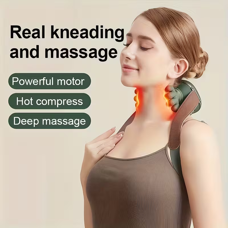 Bionic Neck Shoulder Massager Heated Back Massagers Electric Kneading Muscles Massage Pillow Neck Waist Leg Body 3Level Modes