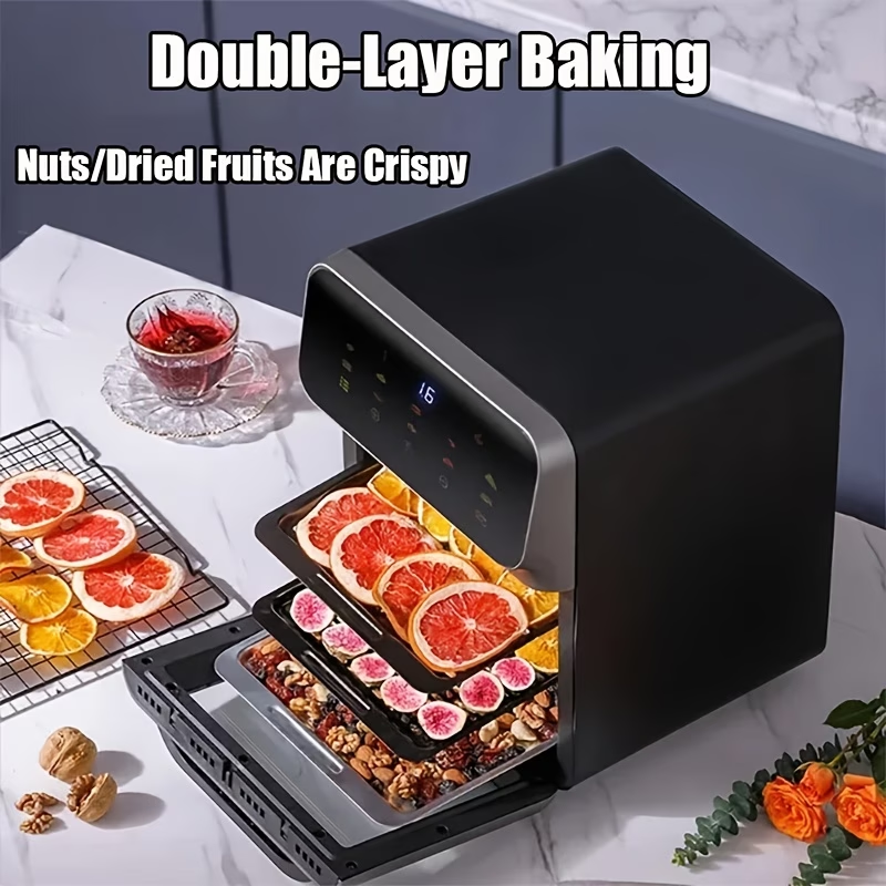 12QT Desktop Oven Set, 10 in 1 Multifunctional Air Fryer Toaster Combination, Baking, Reheating, No Deep Frying, Stainless Steel, LED Digital Touch Screen, Visible Window, Healthy Cooking, Space Saving Design, Black