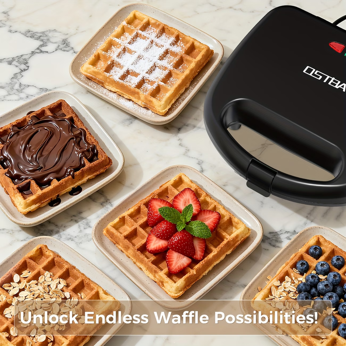 Two-Slice Non-Stick Waffle Maker, Belgian Style with Indicator Lights, Pfoa-Free, Ideal for Breakfast And Snacks, 750 Watts