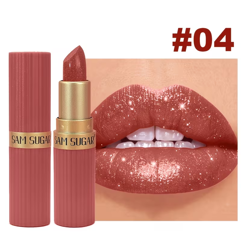 1pc SAM Waterproof Pearlescent Lip Gloss - Long-Lasting Shimmer Lipstick, Non-Sticky Hydrating Formula with Pearlescent, Moisturizing Lip Gloss for All Skin Types (,,, Tints) - Easy Application